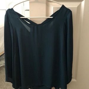 Dark green chiffon cross back blouse